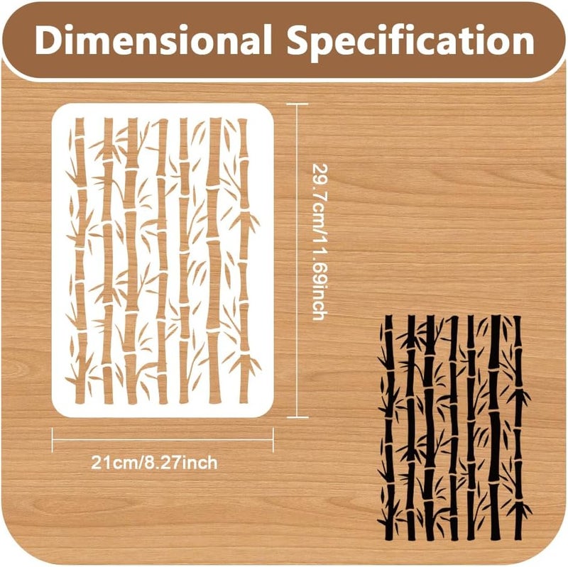 DOODLREAM 1pc Bamboo Wall Stencil for Painting, 11.698.27?Bamboo Branch Reusable Stencil for Wood Burning, Paint Templates DIY Craft Art Stencil on Wood Fabric Canvas Furniture Journal - Image 2